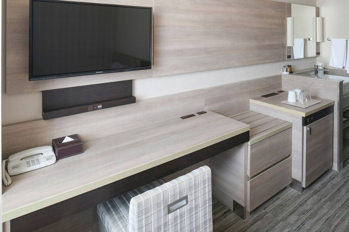 desk, blackout curtains, iron/ironing board, free wifi