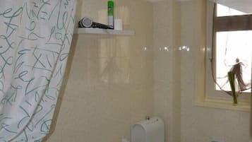 Shower, free toiletries, hair dryer, bidet