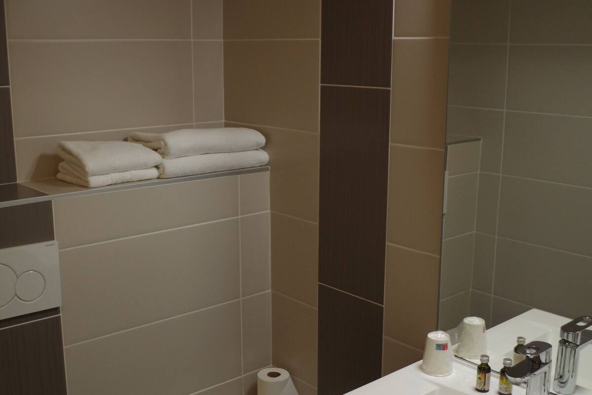 standard double room | bathroom | free toiletries, hair dryer, towels