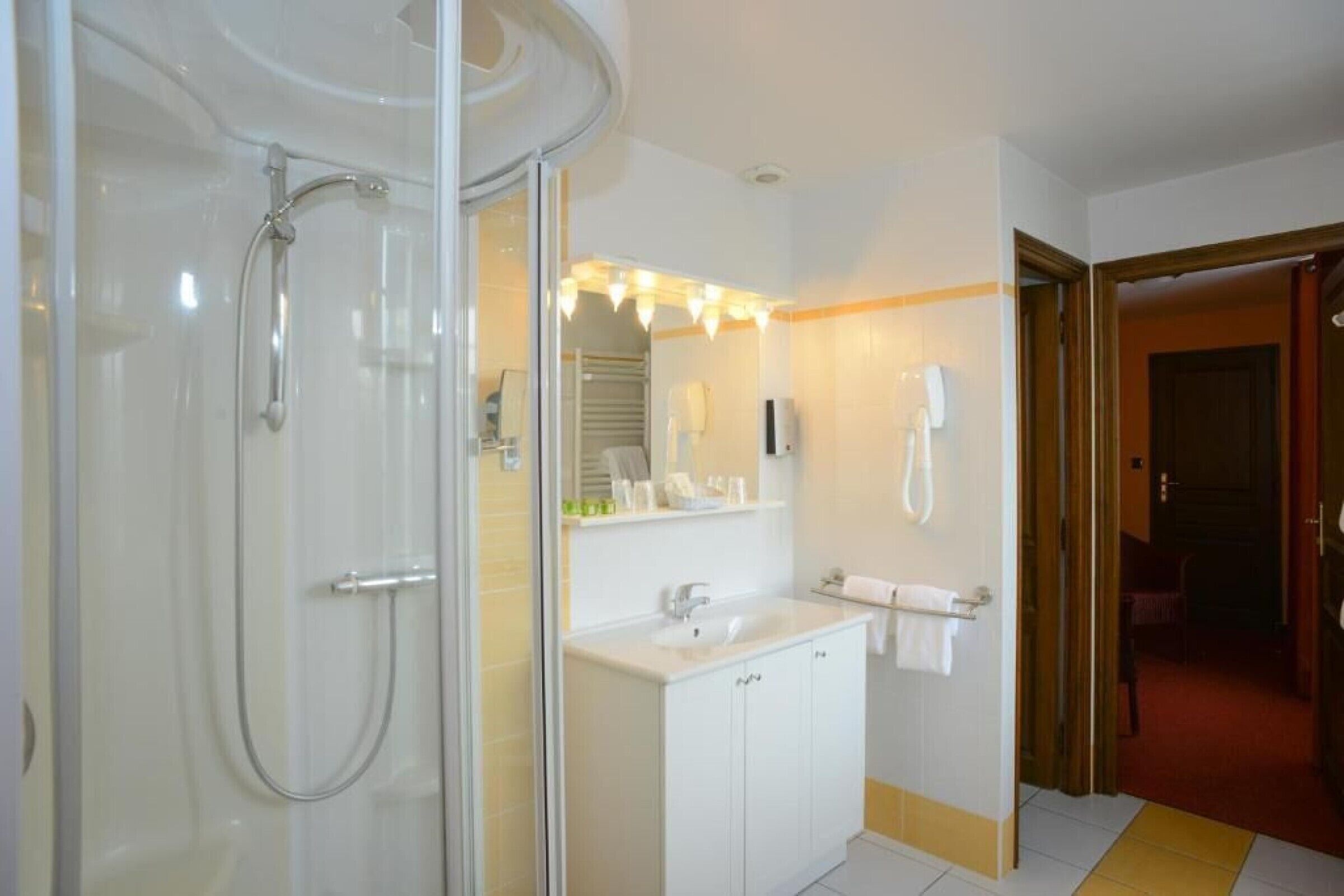 free toiletries, hair dryer, towels