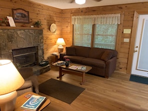 Cabin #1 | Living room | Fireplace