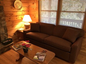 Cabin #1 | Living room | Fireplace