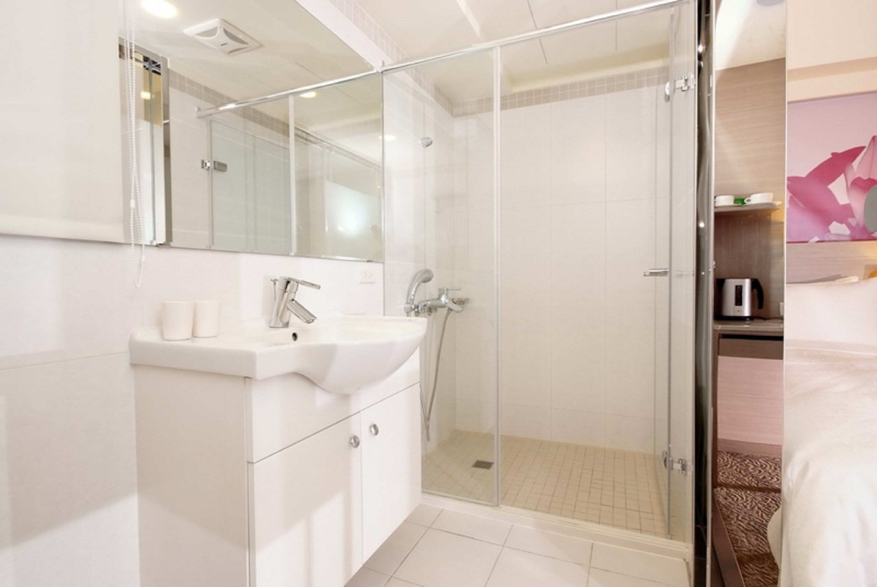 hair dryer, bidet, towels, shampoo