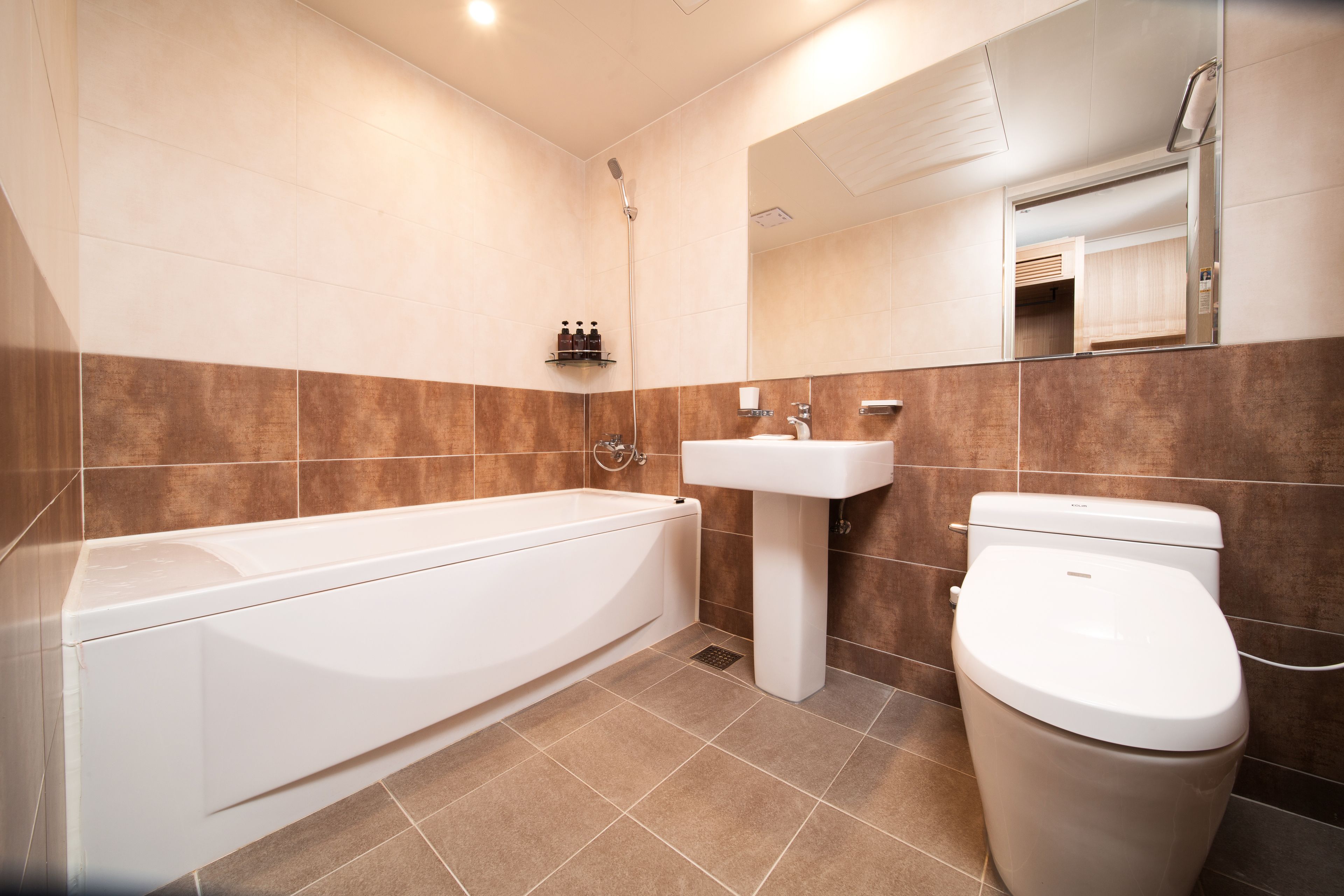 deluxe double room | bathroom | shower, free toiletries, hair dryer, bathrobes
