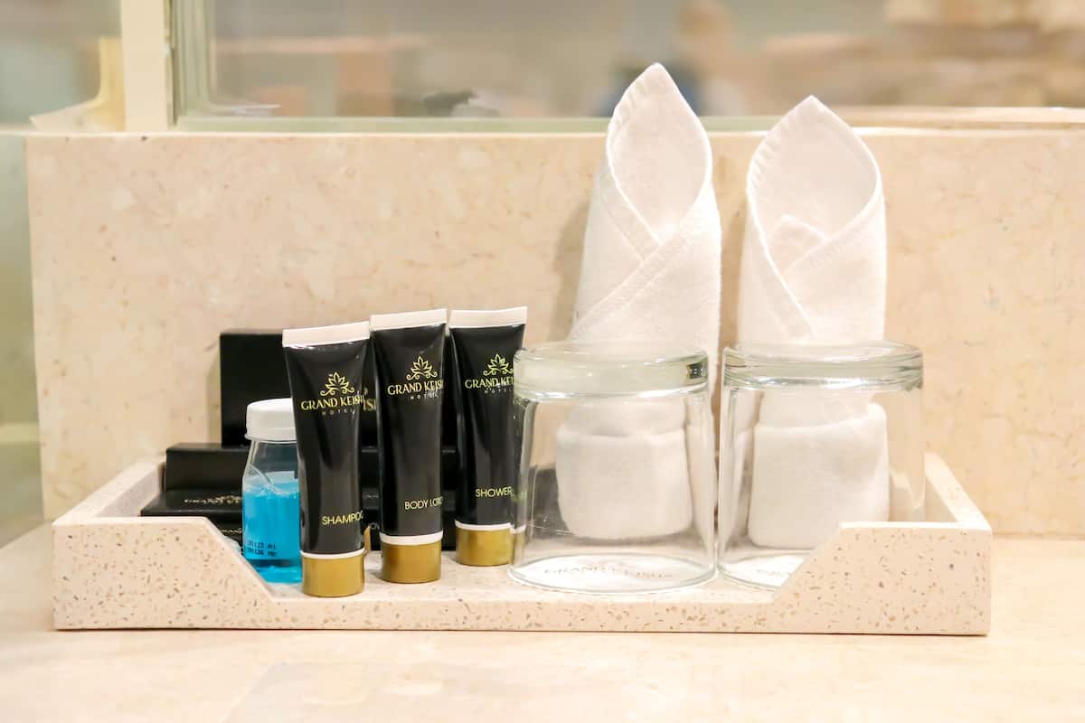 junior suite | bathroom | shower, free toiletries, hair dryer, slippers