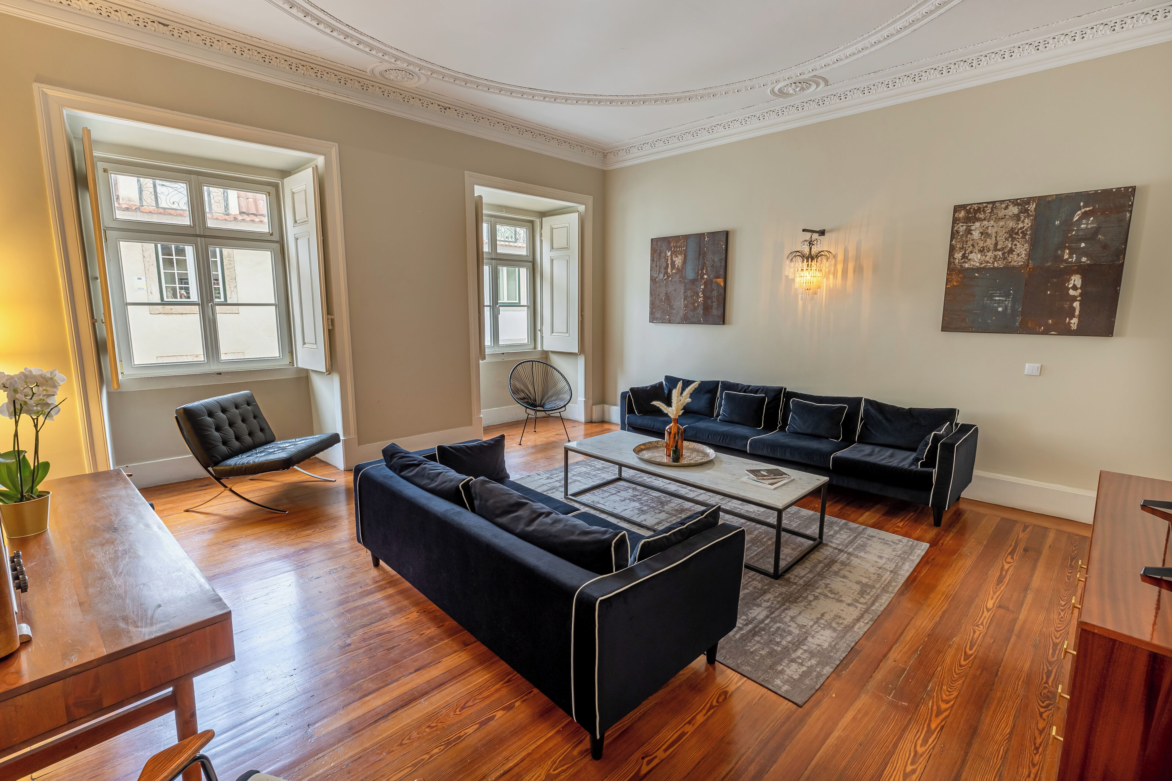 Deluxe 2 Bedroom Apartment | Living area | Flat-screen TV, MP3 dock