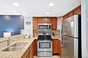One Bedroom Condo With Sea View (1208) | Private kitchen | Full-size fridge, microwave, oven, stovetop