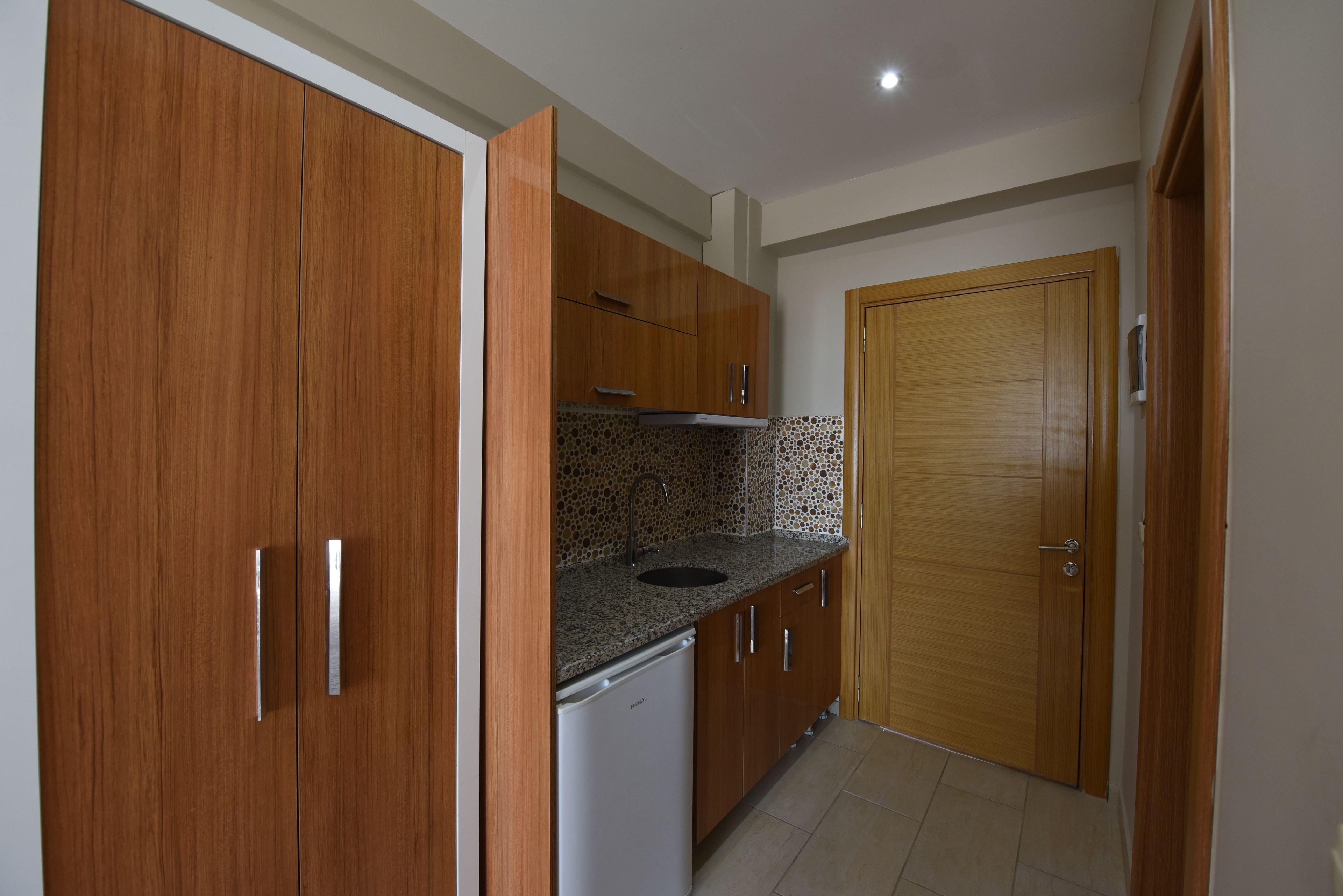 mini-fridge, coffee/tea maker, electric kettle