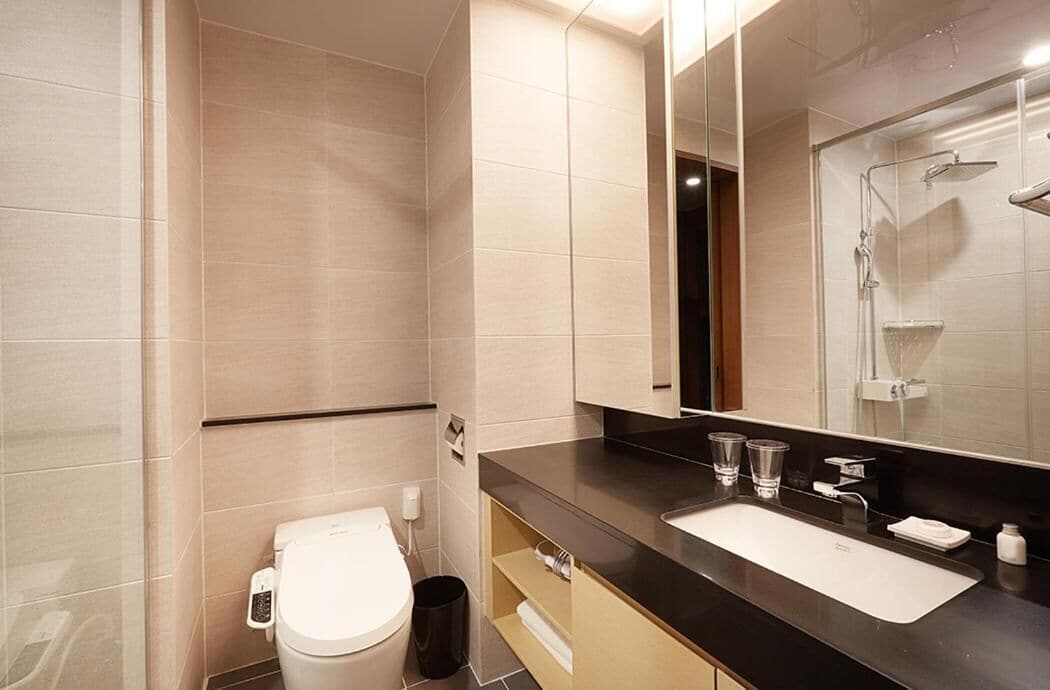 free toiletries, hair dryer, bathrobes, slippers