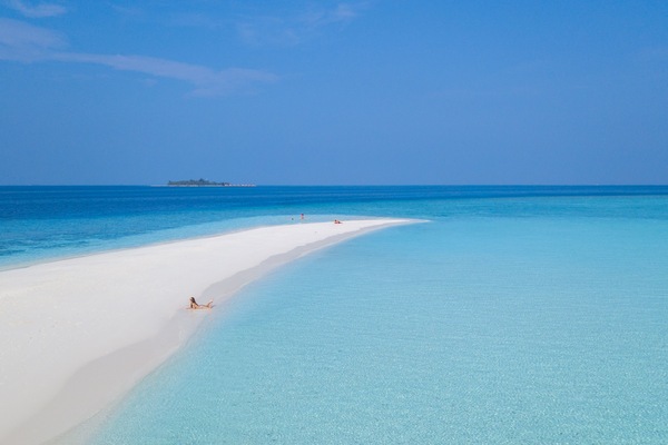 Utsikt mot strand/hav