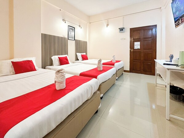 Desk, free WiFi, bed sheets