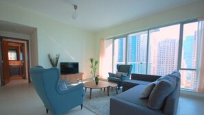 Apartment, 1 Bedroom | Living room | TV - Kennedy Towers - Attessa (Dubai)