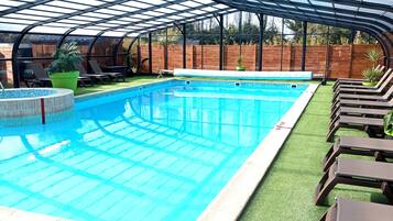 Seasonal outdoor pool, open 10:00 AM to 7:30 PM, free cabanas