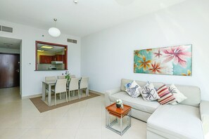 Apartment, 2 Bedrooms | Living area | TV - Kennedy Towers - Icon Tower (Dubai)