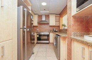 Apartment, 2 Schlafzimmer | Eigene Küche | Kühlschrank, Mikrowelle, Ofen, Herdplatte