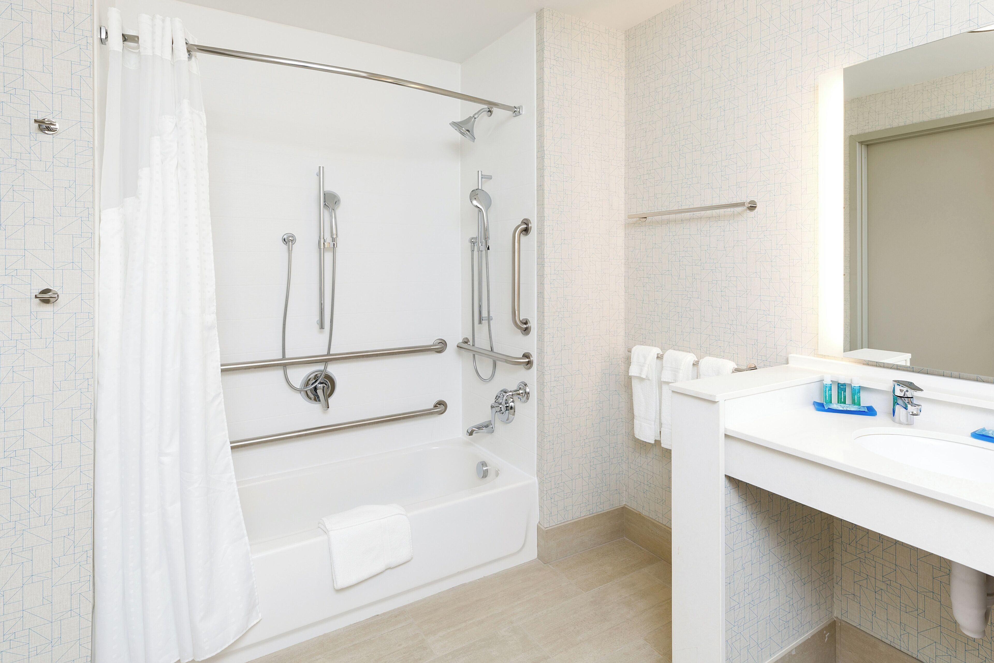 free toiletries, hair dryer, towels