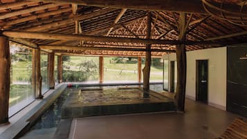 Sauna, hot tub, steam room, 2 treatment rooms