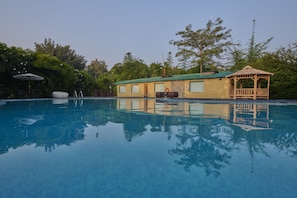 Outdoor pool, pool loungers