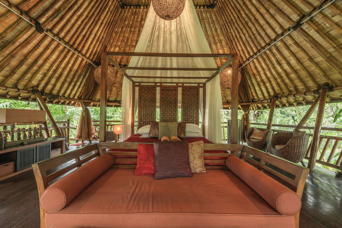 Villa, uitzicht op bergen (Harmony Treehouse) | Lakens van Egyptisch katoen, luxe beddengoed, pillowtop-bedden