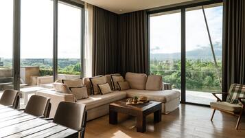 2 Bedroom Suite with Private Pool | Living area | 42-inch flat-screen TV with cable channels, TV, DVD player