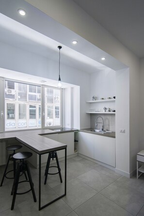 Classic Studio | Private kitchenette | Full-size fridge, microwave, stovetop, espresso maker