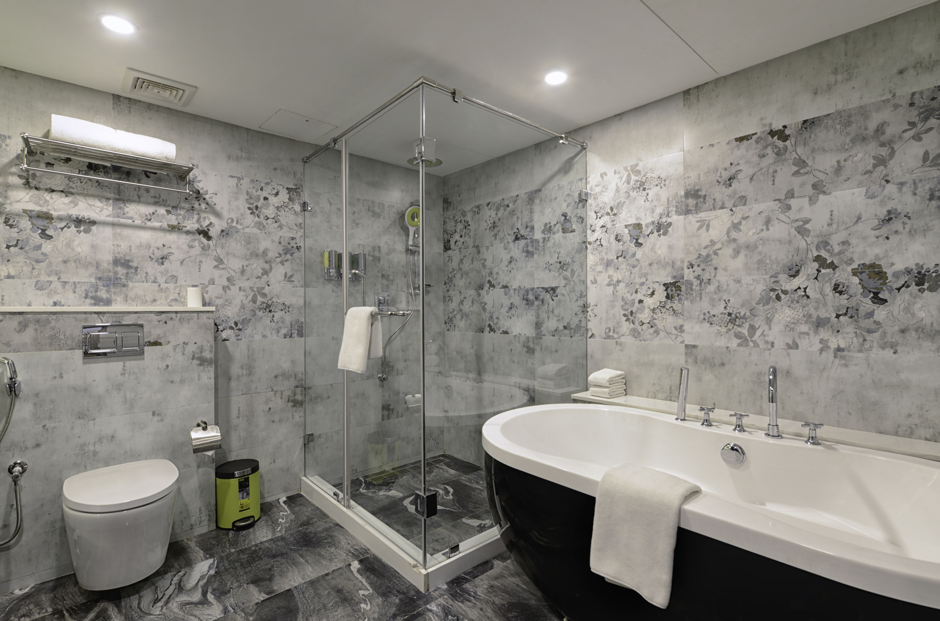 shower, free toiletries, hair dryer, bathrobes