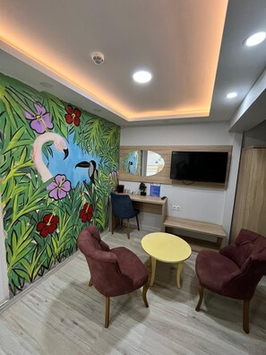 Economy Quadruple Room, Non Smoking, Pool View | 2 bedrooms, Frette Italian sheets, premium bedding, free WiFi - Alida Hotel (Denizli)