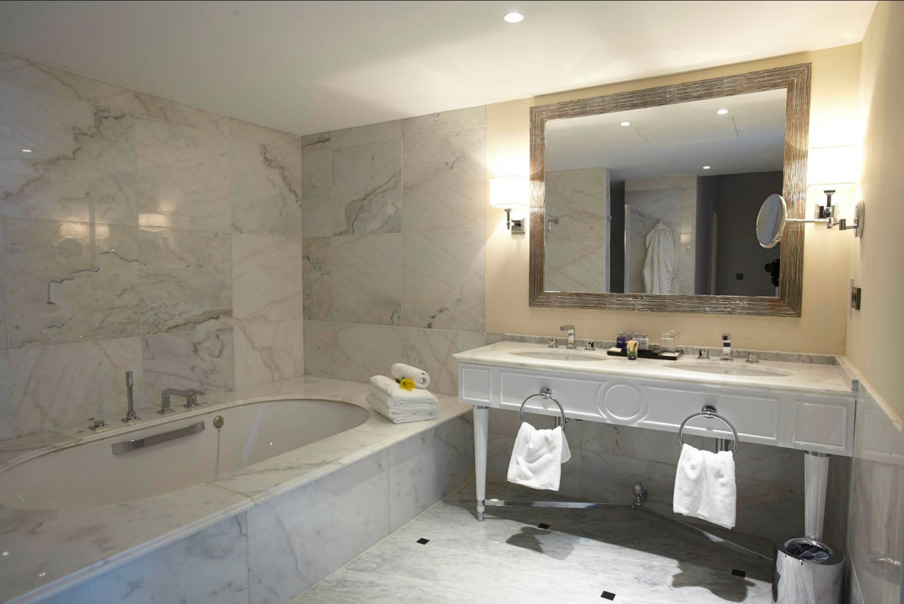 presidential suite | bathroom | designer toiletries, hair dryer, bathrobes, slippers