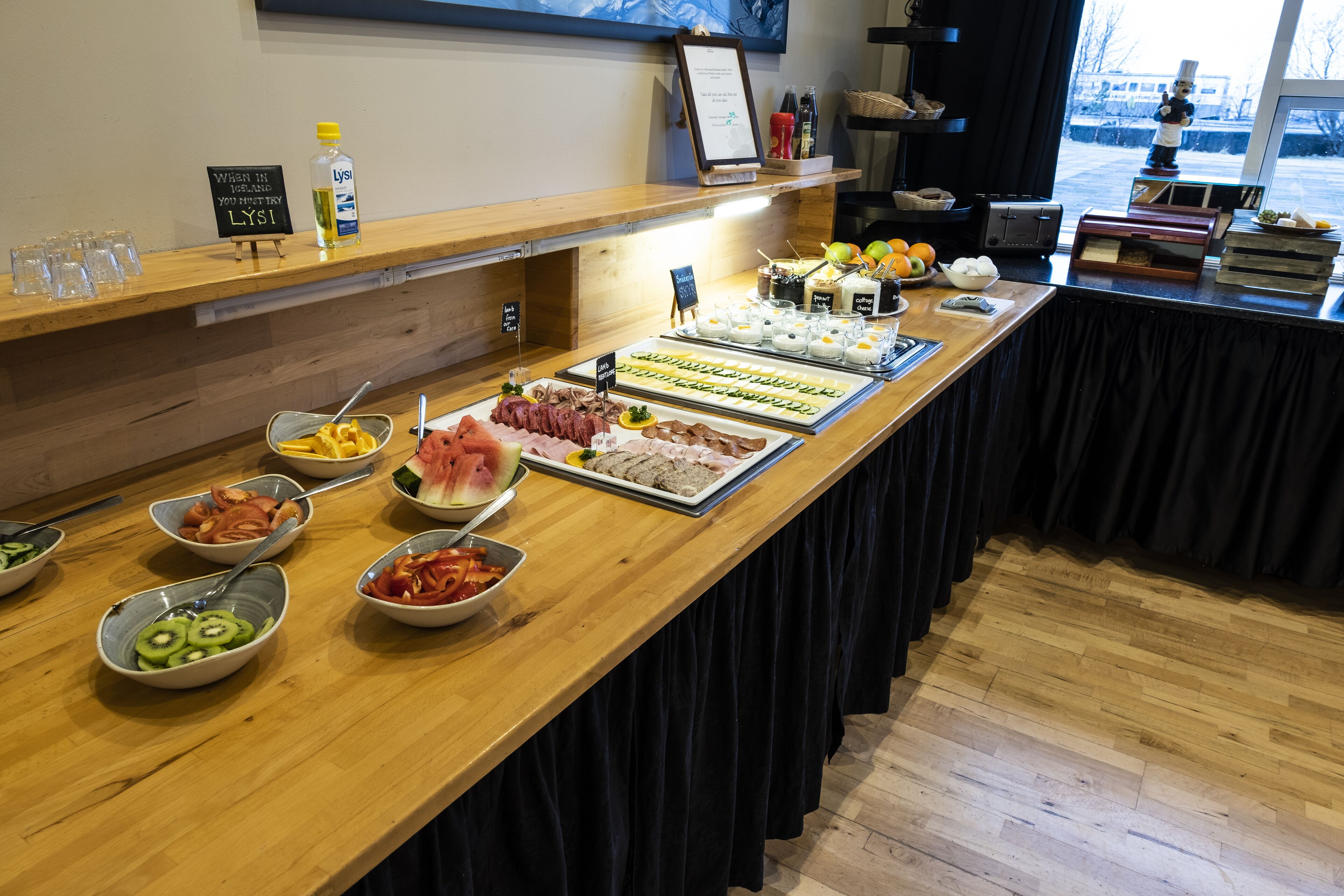 daily buffet breakfast (isk 3000 per person)