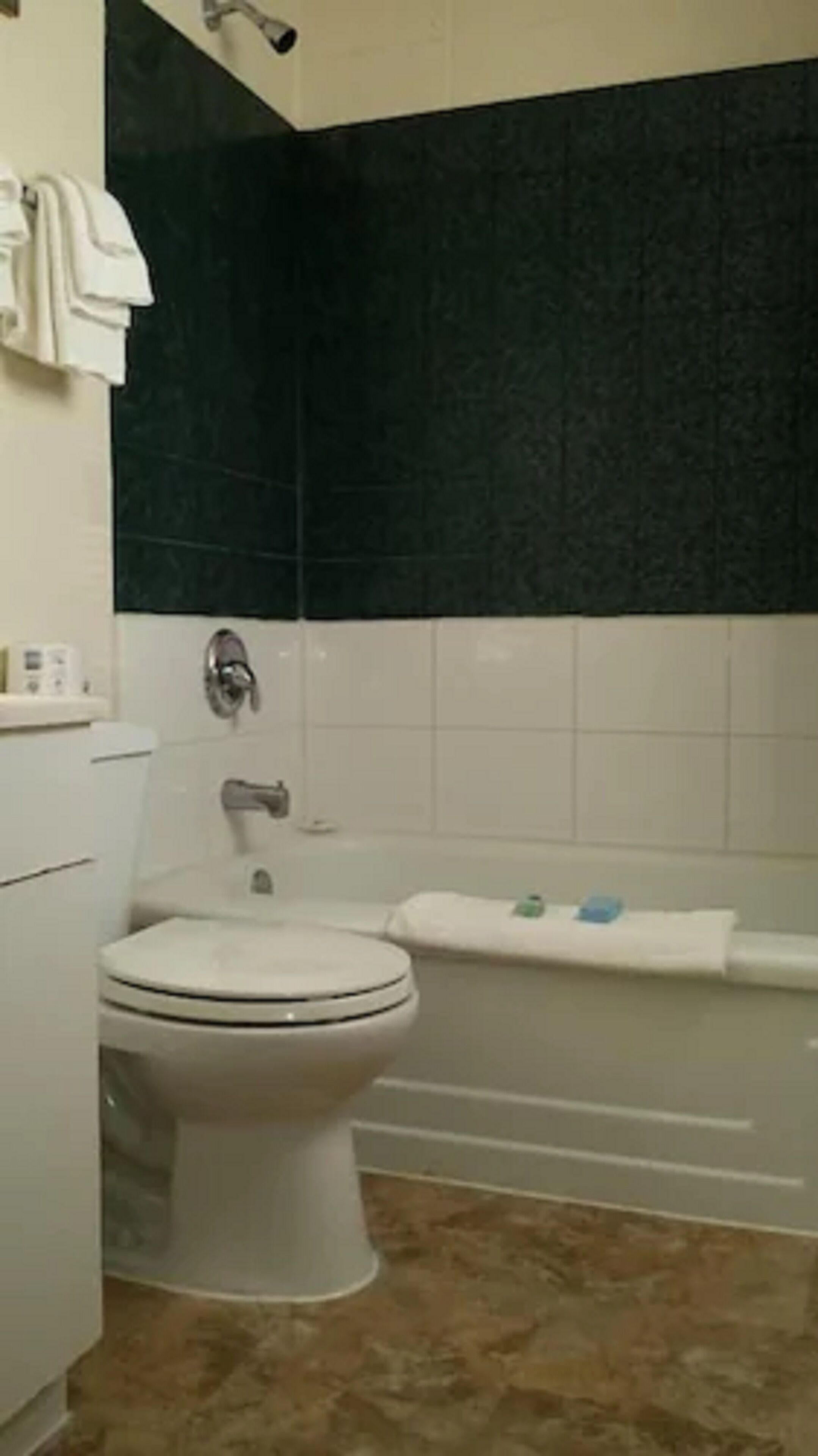 Un baño con inodoro, lavabo y bañera.