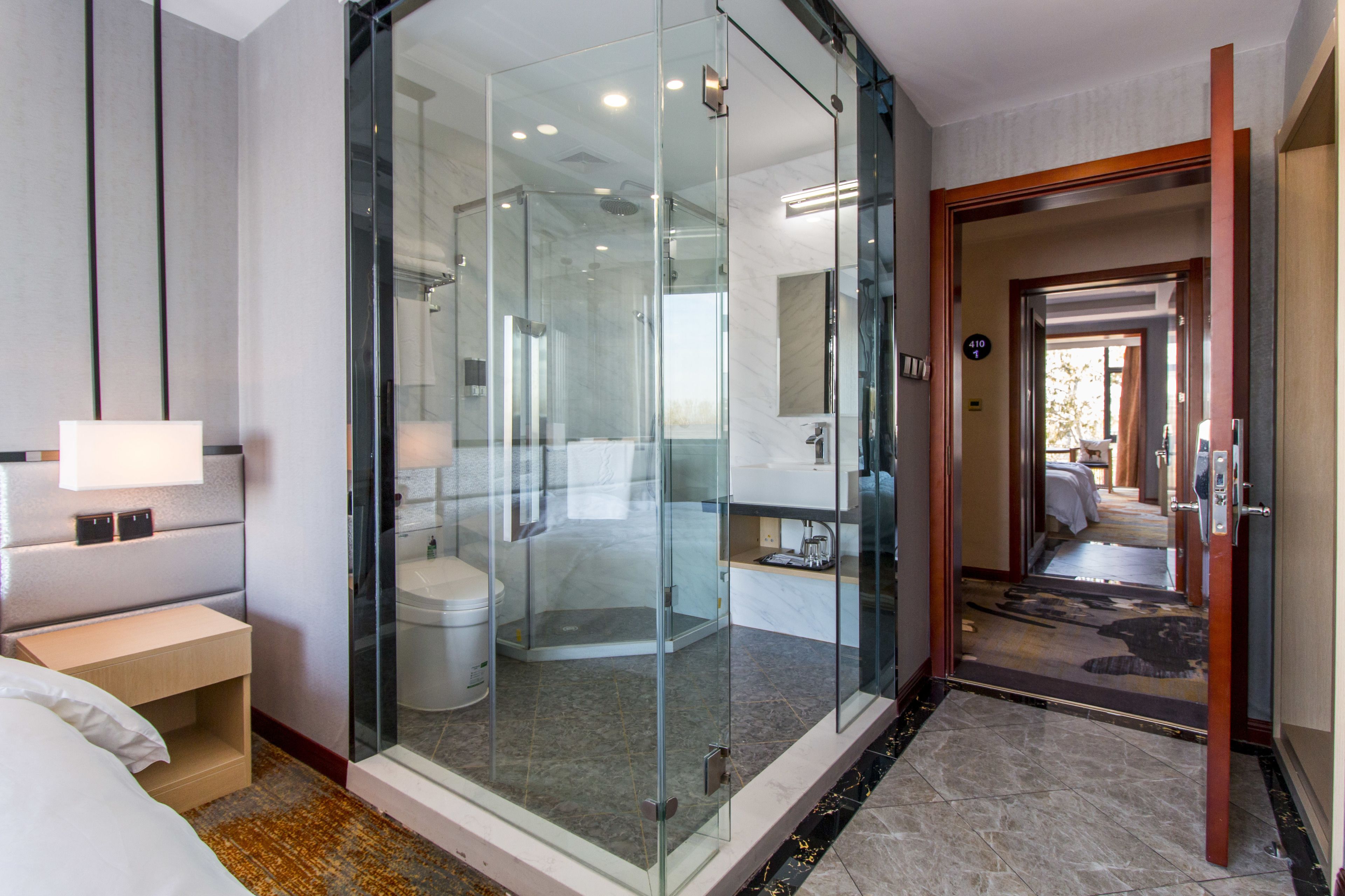 superior king room  | bathroom | shower, free toiletries, hair dryer, slippers