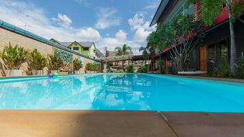 Outdoor pool, sun loungers