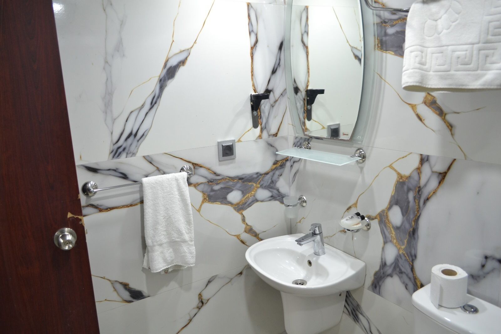 free toiletries, hair dryer, slippers, towels