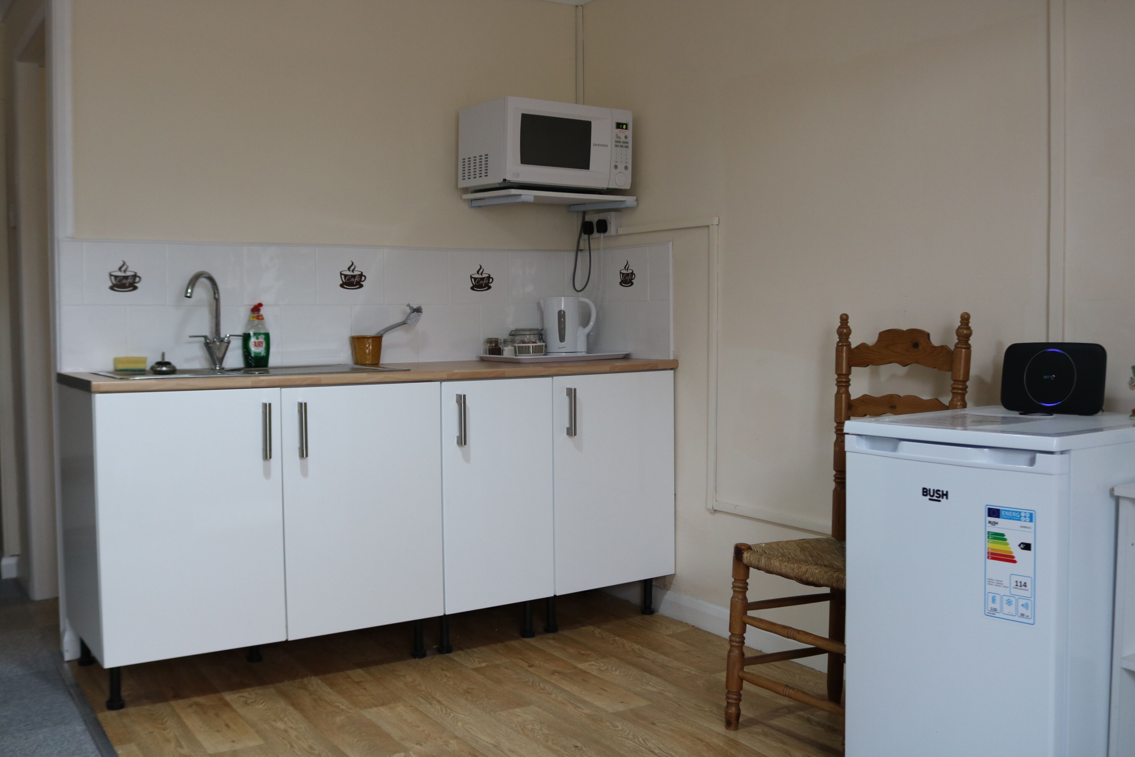 family room | private kitchenette | fridge, microwave, coffee/tea maker