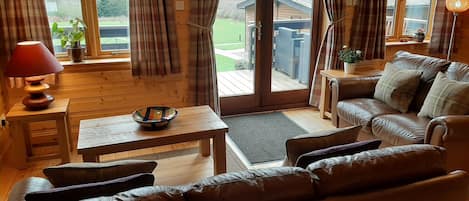 Chalet, 3 Bedrooms (Tummel - no dogs or pets) | Living area | Flat-screen TV