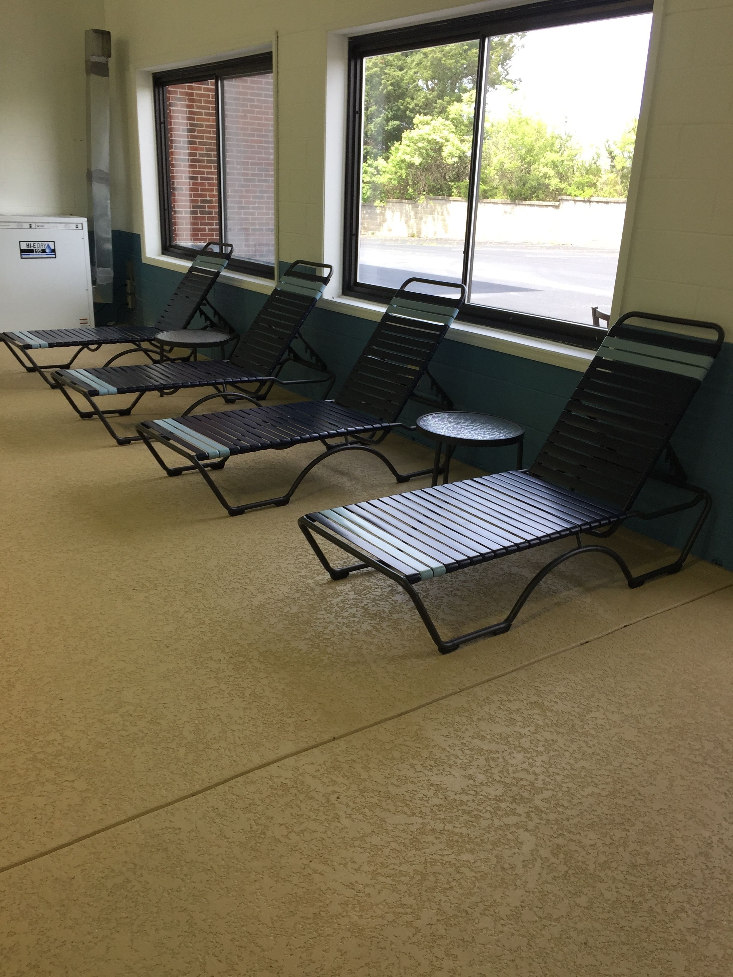indoor pool, pool loungers
