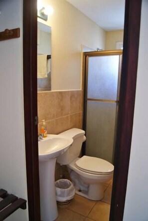 King Bed Room | Bathroom | Shower, free toiletries, hair dryer, towels