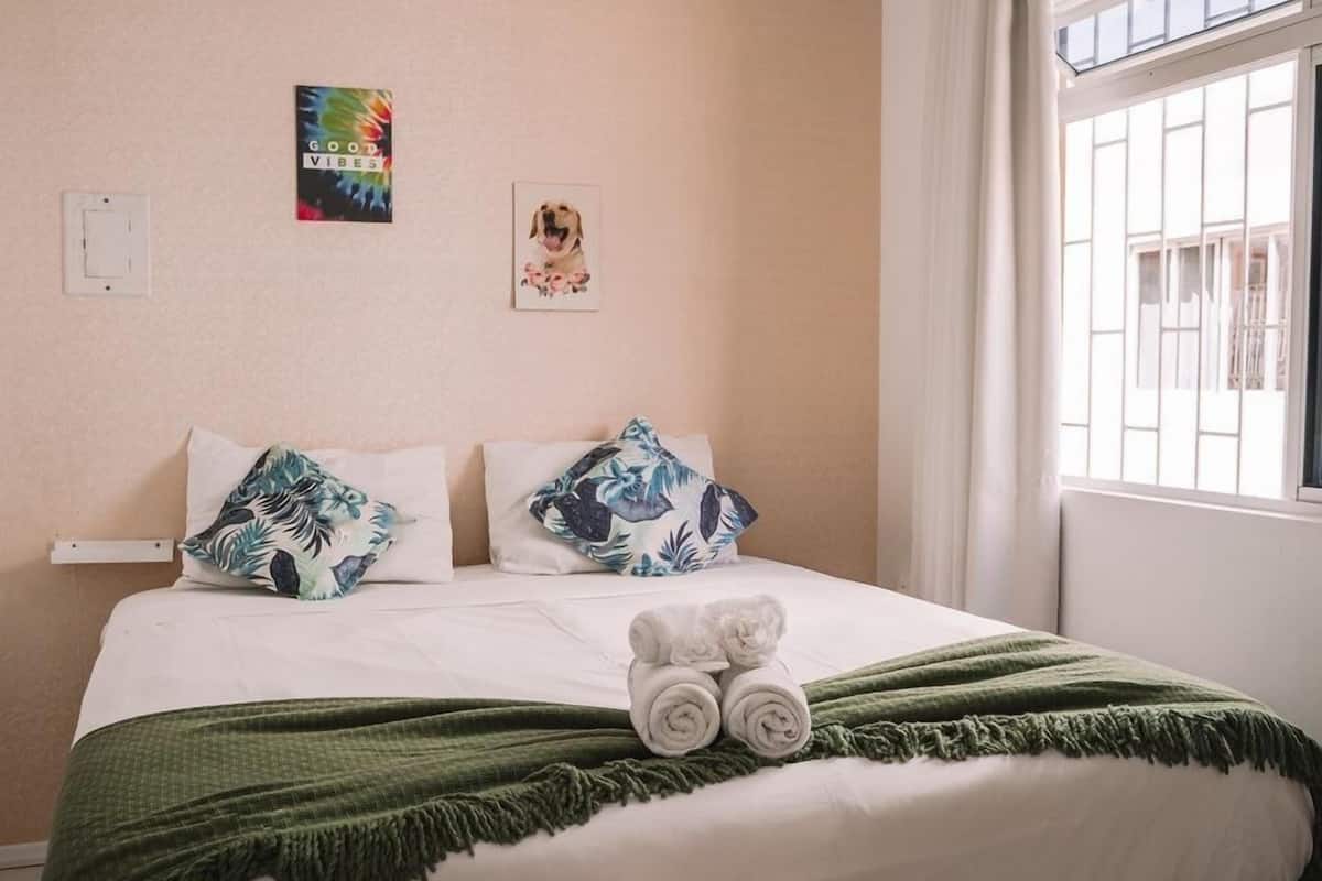 Blackout curtains, free WiFi, bed sheets, wheelchair access