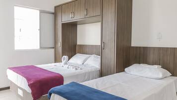 Blackout curtains, free WiFi, bed sheets, wheelchair access