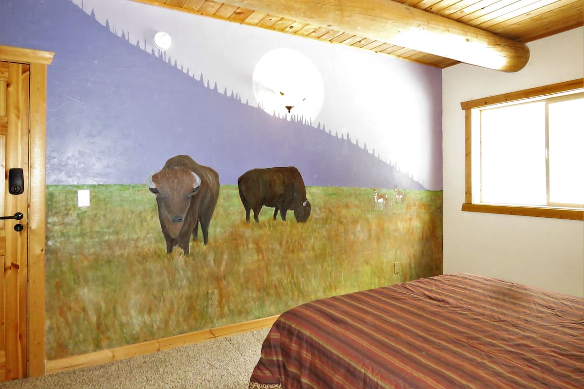 Dobbeltrom – comfort, 1 queensize-seng, delt bad (Bison) | Strykejern/-brett, wi-fi (inkludert) og individuelt dekorert