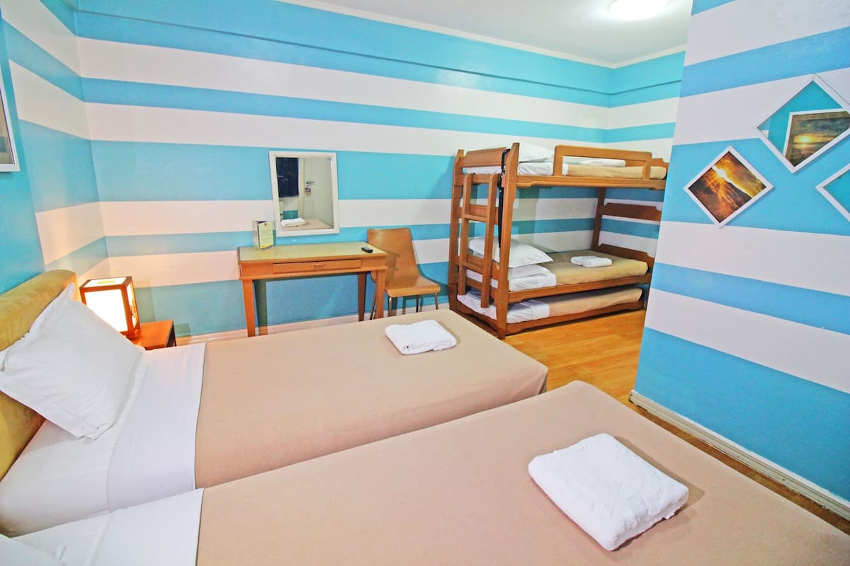 Desk, bed sheets