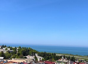 A coastal town with buildings and a view of the sea. - White House Hotel (Trabzon)