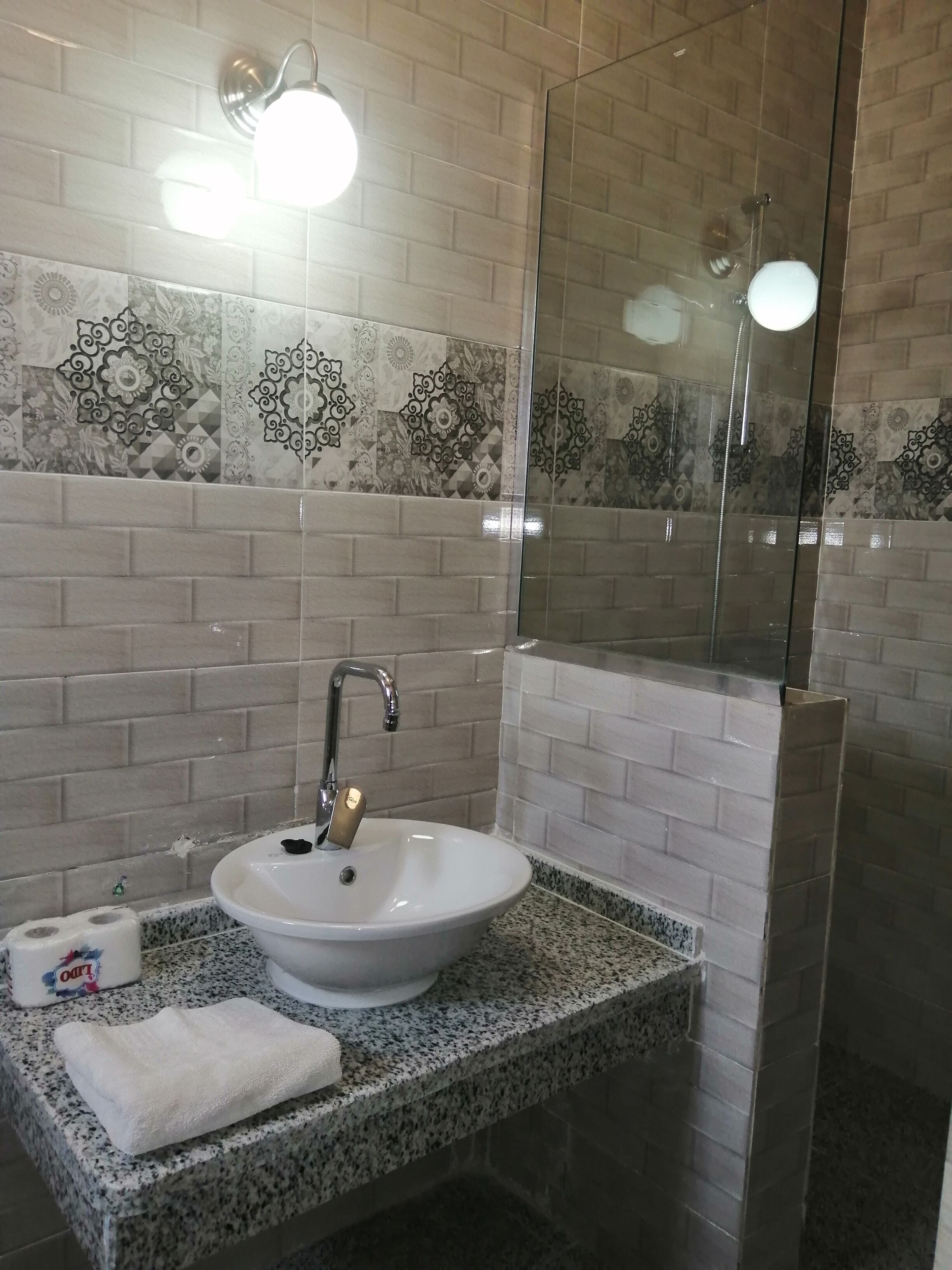 free toiletries, hair dryer, towels