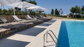 Indoor pool, seasonal outdoor pool, pool umbrellas