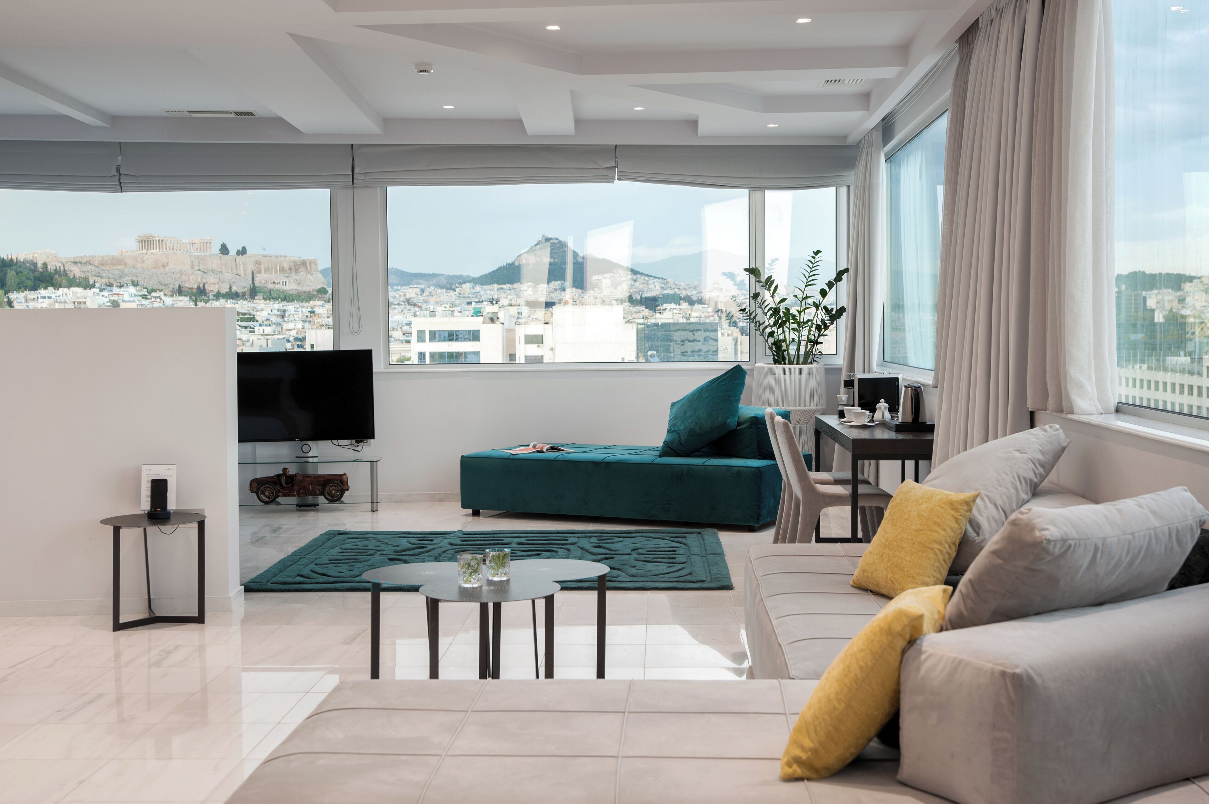 penthouse, acropolis view | living room | 42-inch flat-screen tv with satellite channels, tv