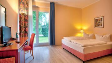 Desk, free WiFi, bed sheets