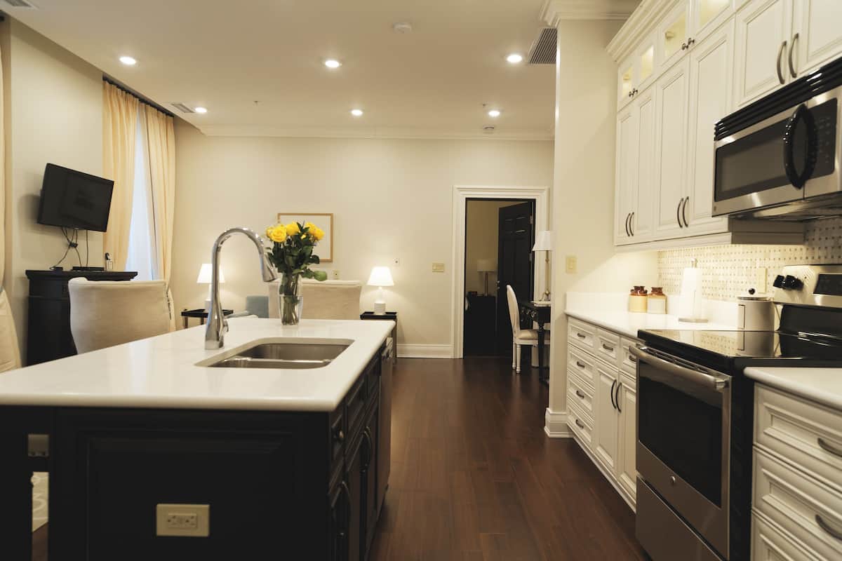 luxury apartment | private kitchen | fridge, coffee/tea maker