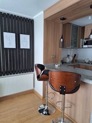 Apartment | Private kitchen | Fridge, microwave, oven, stovetop