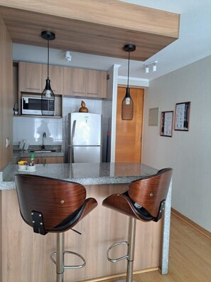 Apartment | Private kitchen | Fridge, microwave, oven, stovetop