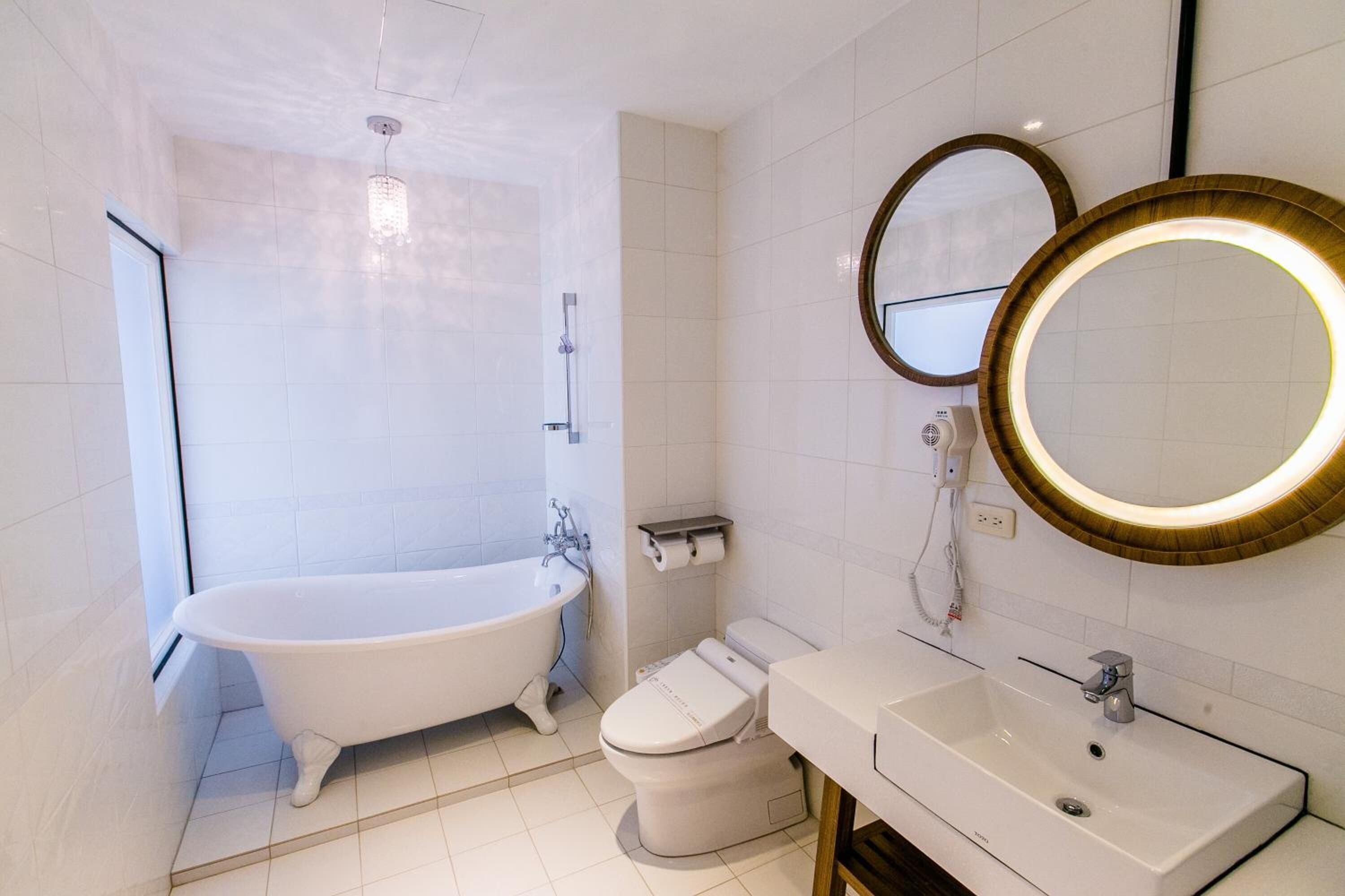 free toiletries, hair dryer, towels